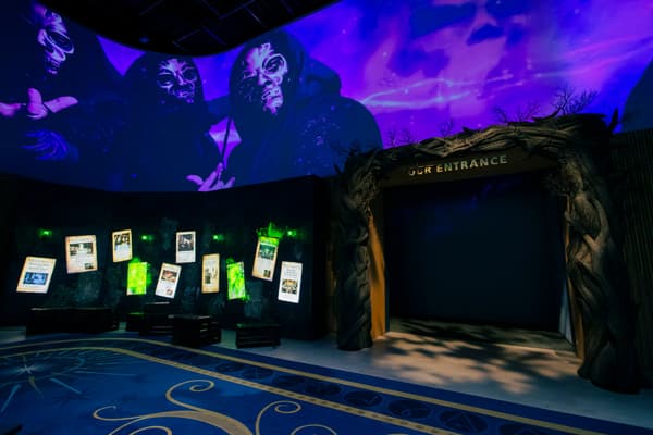 Footage of Death Eaters projected in the lobby area