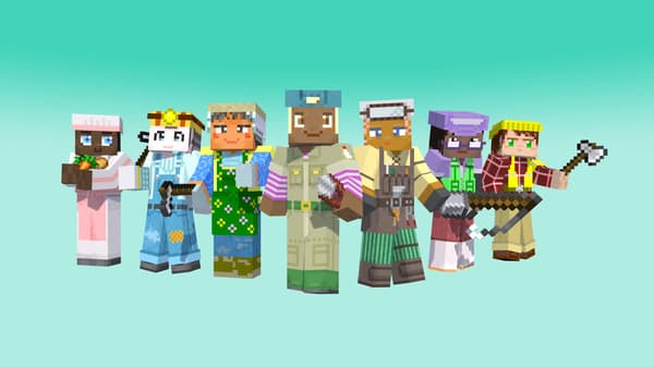 七款职业皮肤，包括厨师、矿工、农民、畜牧农民、铁匠、渔夫和伐木工人