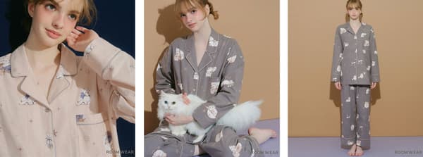 Pijama de camisa de franela de gato