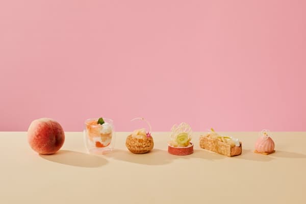 White peach sweets collection at THE OSAKA STATION HOTEL afternoon tea
