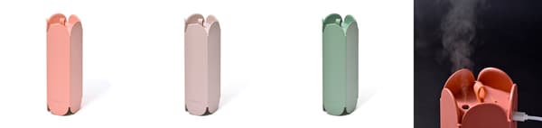 Arch humidifier in pink, beige, and green