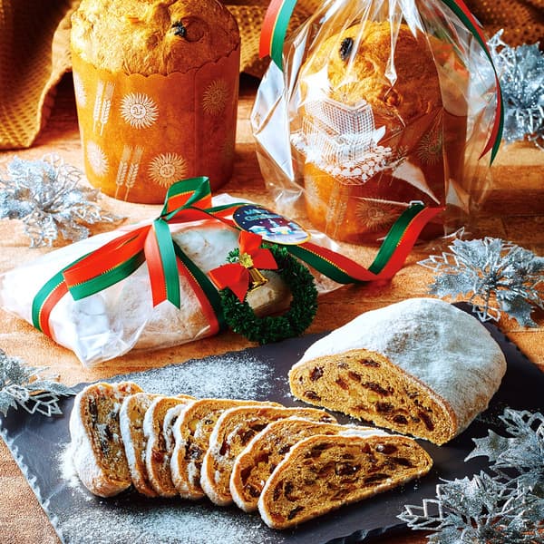Stollen (front) and Panettone (back)