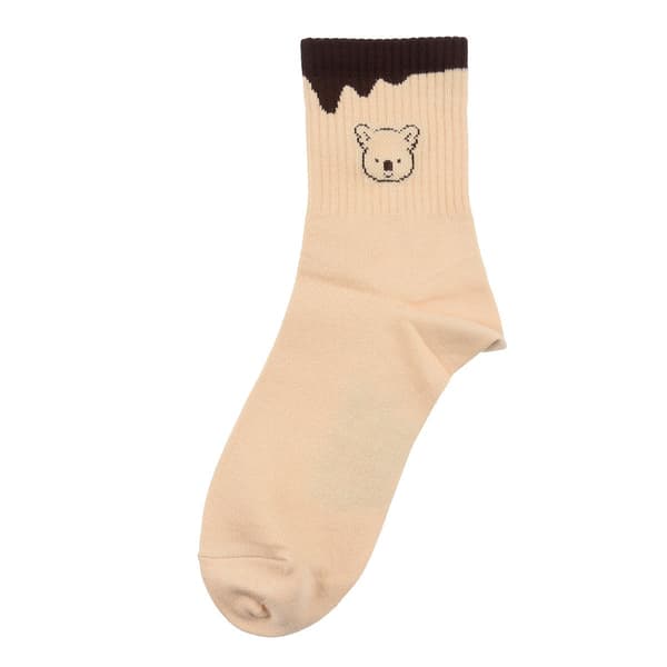 美式罗纹单点船袜 - 米色