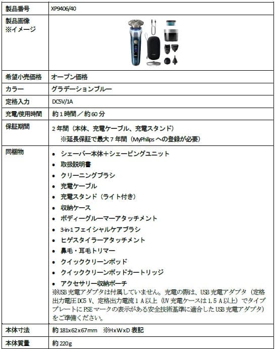 필립스 i9000 프레스티지 울트라 XP9406/40 사양
