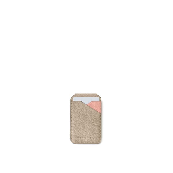 Magnet Stand Card Case Bicolor Shrink Leather in Greige × Coral