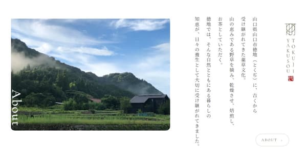 La página ABOUT del sitio web oficial de la marca TOKUJI YAKUSOU