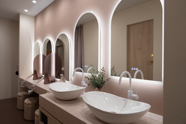 Clean and elegant powder room