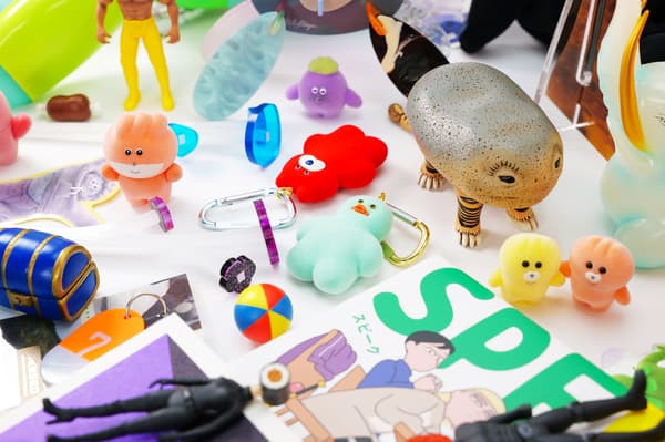 Miniature toys and soft vinyl figures display