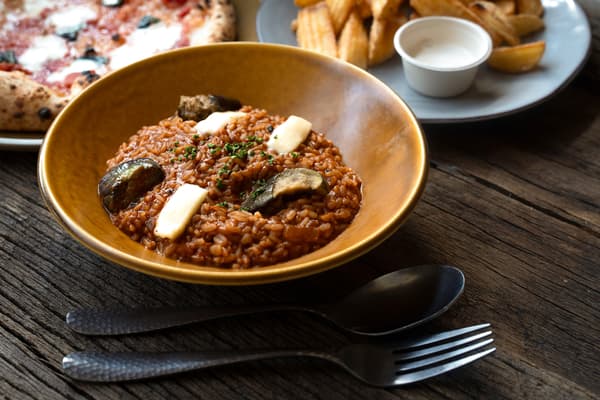 Eggplant and Mozzarella Meat Sauce Risotto