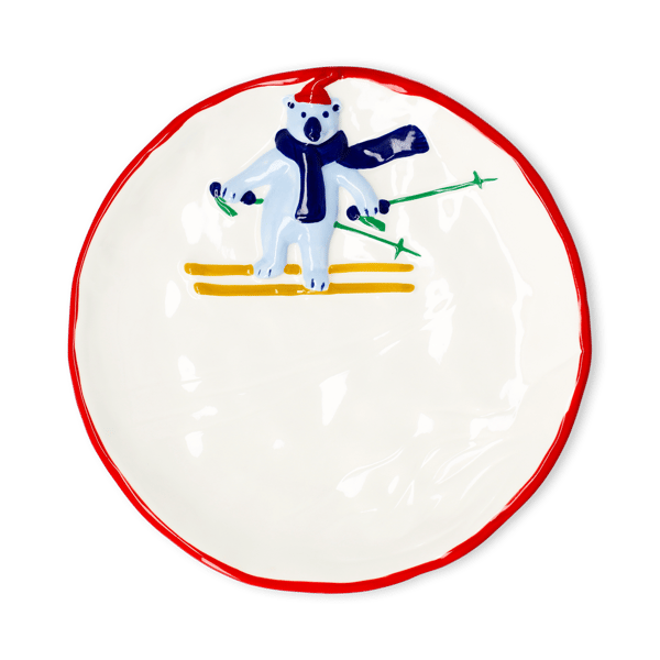 Polar bear skiing plate