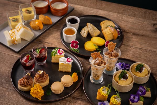 Sweets and savories on the autumn afternoon tea stand
