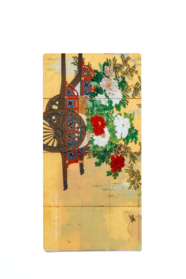 Ticket file featuring Flower Cart Screen (detail), Edo period – Hosomi Museum collection