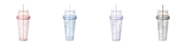 Cat Plastic Tumbler lineup in four colors