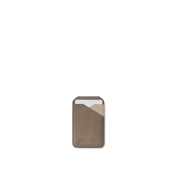 Magnet Stand Card Case Bicolor Shrink Leather in Etoupe × Greige
