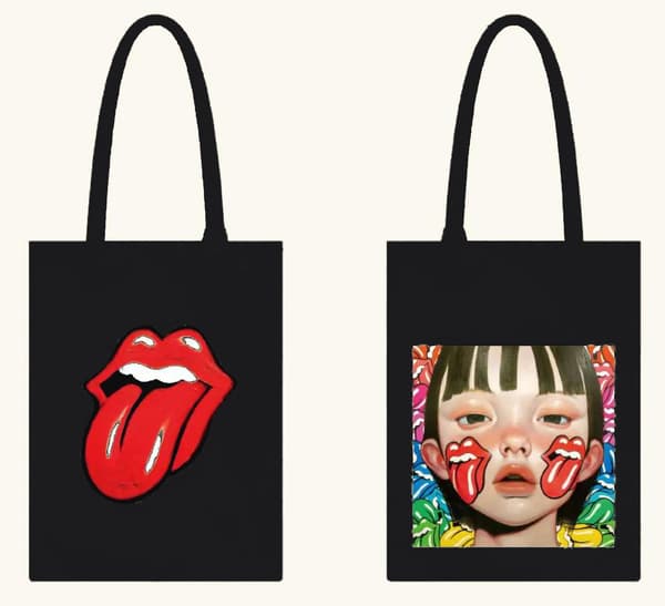 COTOH × The Rolling Stones tote bag made with RINGO-TEX® in black