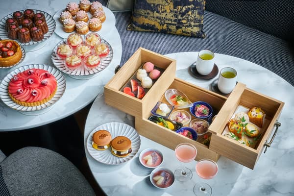 Japanese peach afternoon tea savories at Fairmont Tokyo Vue Mer