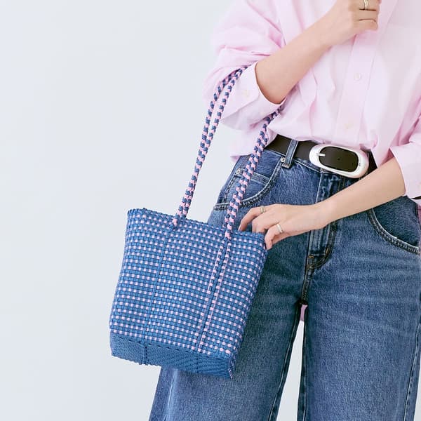 Bolsa tipo mercado para adultos de Letra en rosa apagado