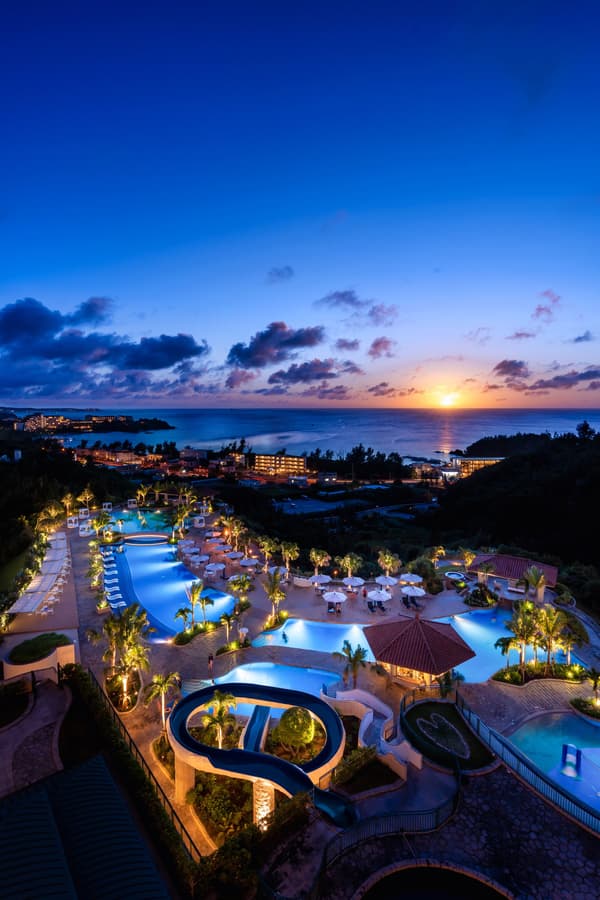 Night pool with view of the East China Sea