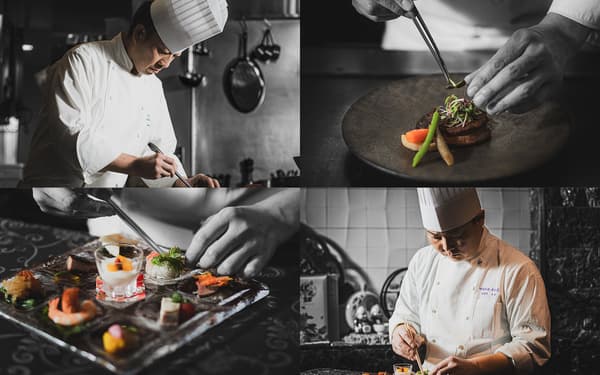 城市灯光下的餐厅氛围