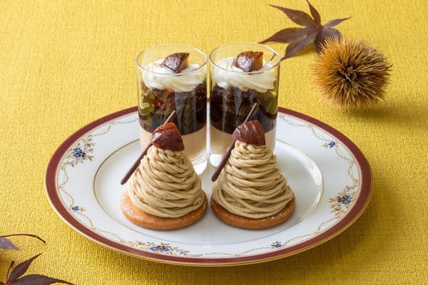 Japanese Chestnut Mont Blanc and Brown Sugar and Warabi Mochi Verrine