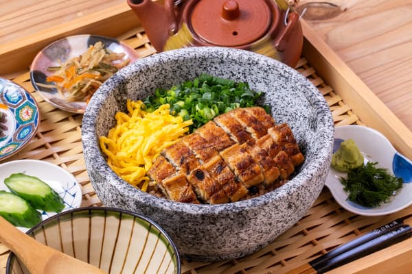 Aged Brown Rice and Samurai Eel stone-grilled hitsumabushi