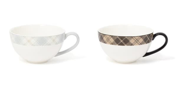 Tartan Soup Cup in gray and brown