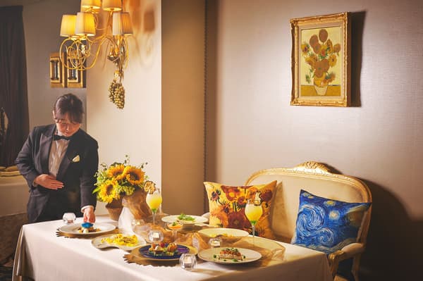 Special decorated seating evoking an afternoon in Arles