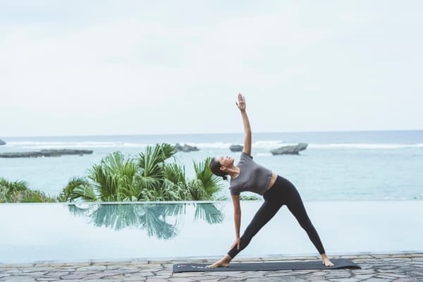 Morning yoga facing the sea