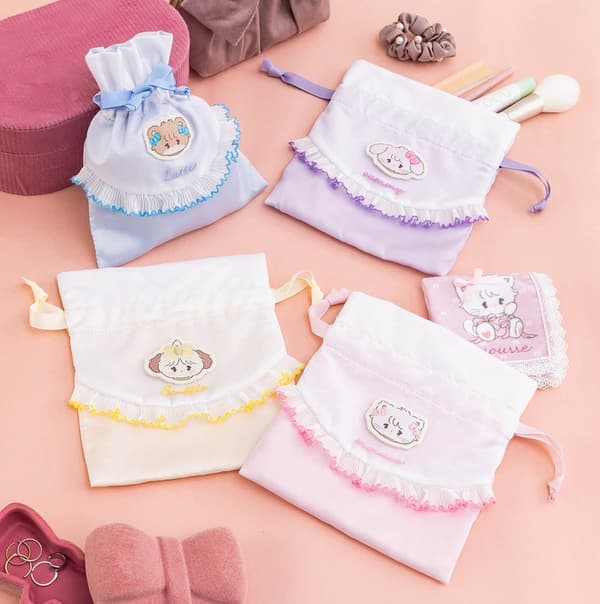 레이스 장식 드로스트링 가방