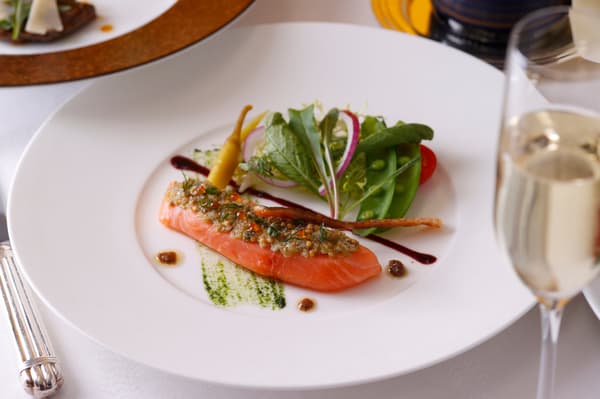 Marinated Salmon Mi-Cuit with Red Wine Essence