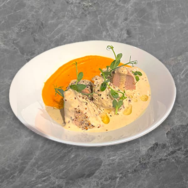 Slow-Cooked Pork Loin - tender pork loin in a white wine butter sauce