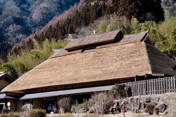 Yakimochiya's newly renovated thatched roof