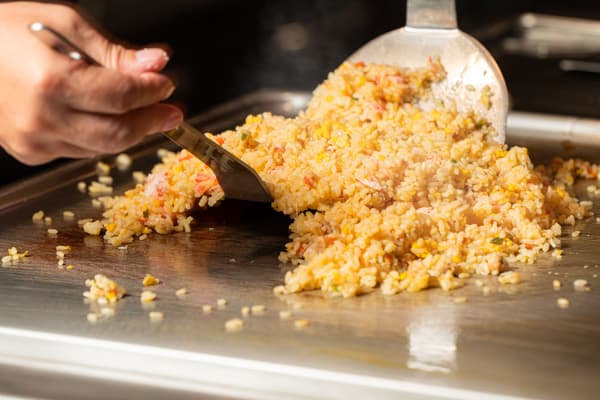 Crab ramen and crab fried rice at the live kitchen