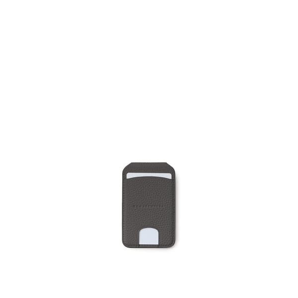 Magnet Stand Card Case Shrink Leather in Charcoal Gray