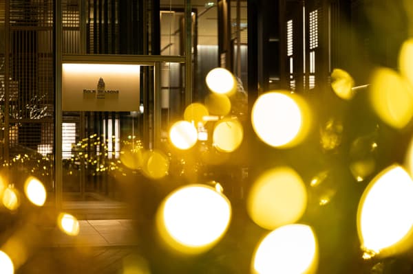 Front entrance of Four Seasons Hotel Osaka during the festive season