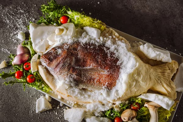 Salt-baked sea bream