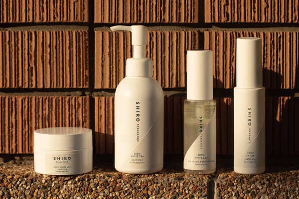 The four ZERO COLLECTION FRAGRANCE hair care items: Hair Balm, Hair Milk, Oil in Hair & Body Serum and Satin Oil