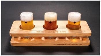 Beer Flight tray made from airport expansion timber