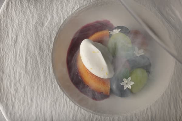 Generously topped with chantilly cream and grapes, fragrant with Hakushu whisky