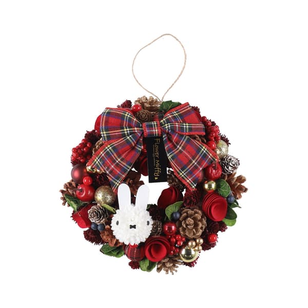Christmas wreath with Miffy Mum, check ribbon