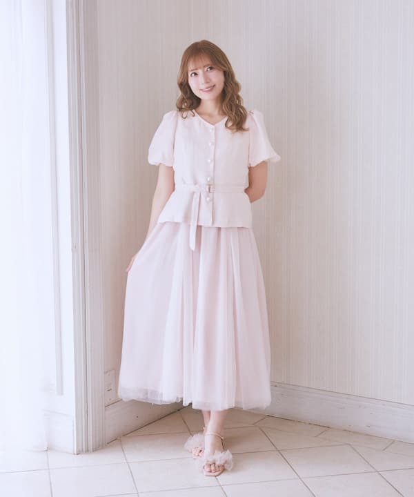 Gaun Summer Tweed Docking (Light Pink)