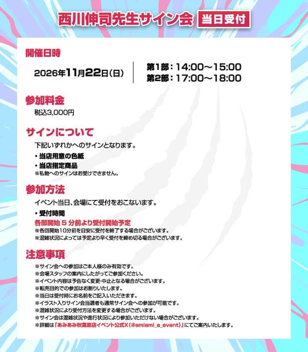 Signing session (walk-in) details