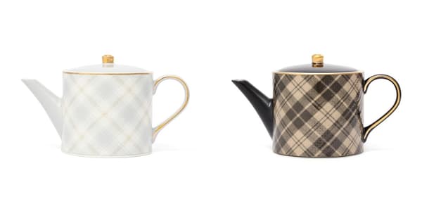 Tartan Teapot in gray and brown