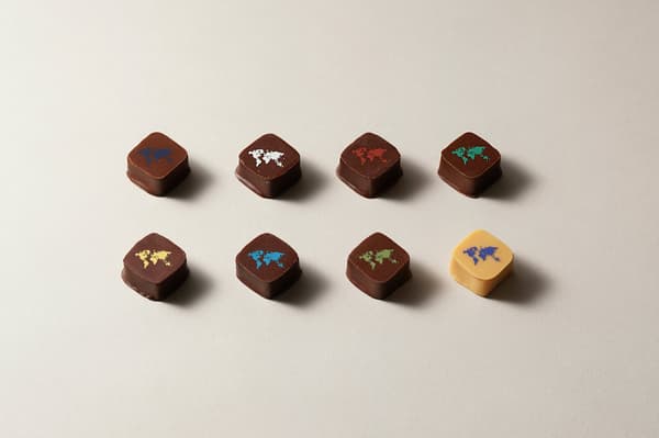 Close-up of bonbon chocolates showing different textures