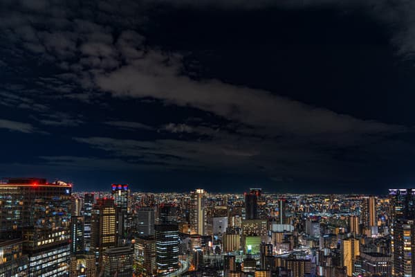 Osaka's night skyline seen from the observatory