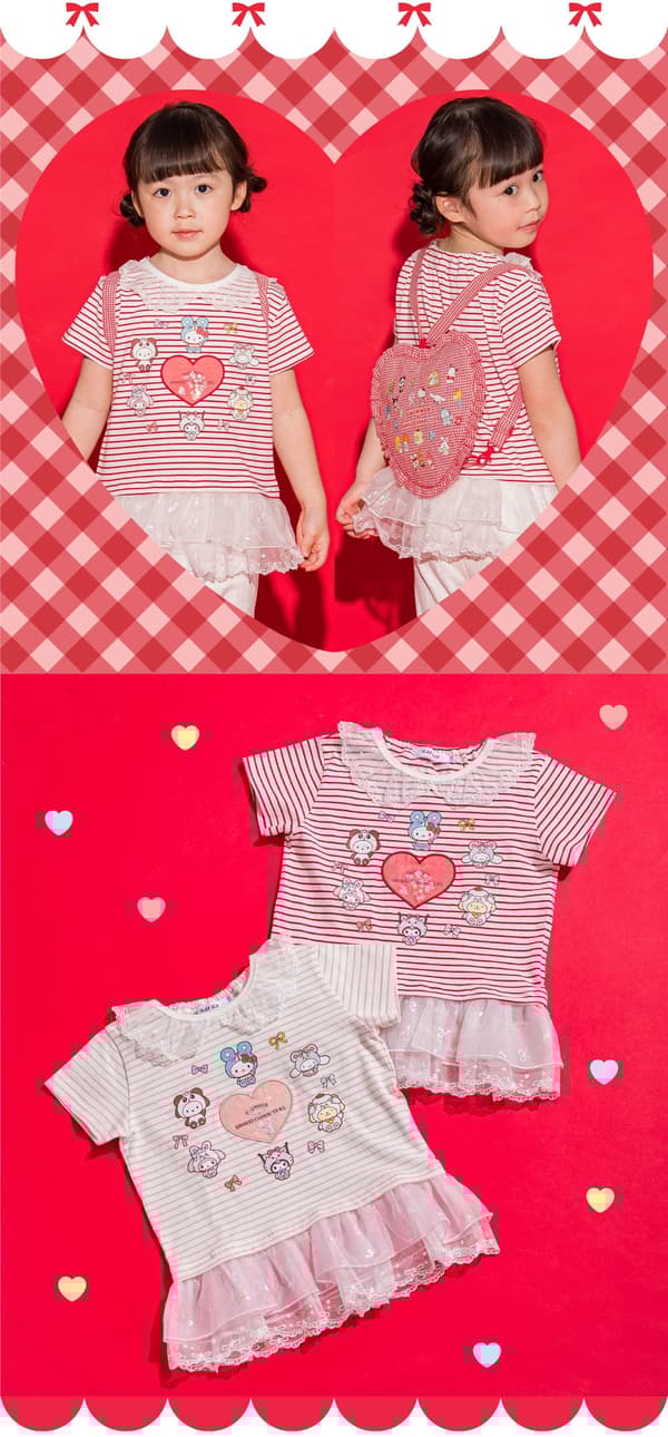 Border hem frill collar lace T-shirt