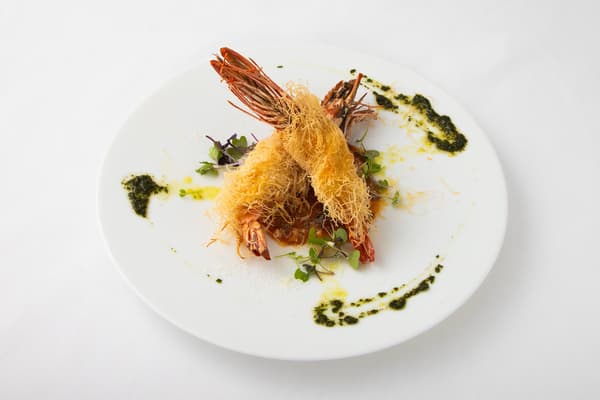 Head-on shrimp kadaif fritto