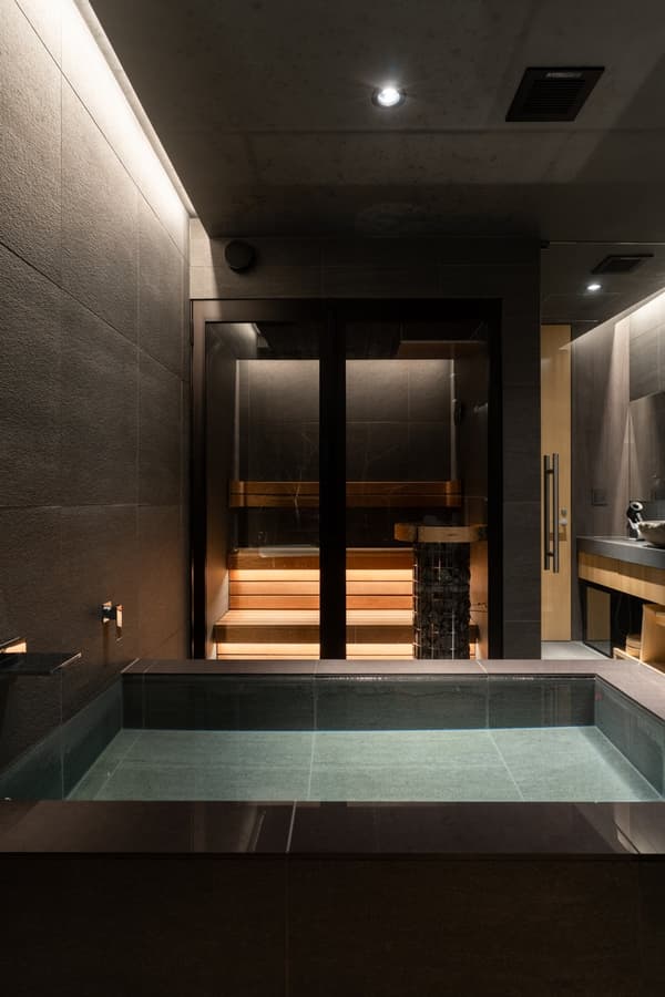 The original sauna, finished in a calm black tone for relaxation