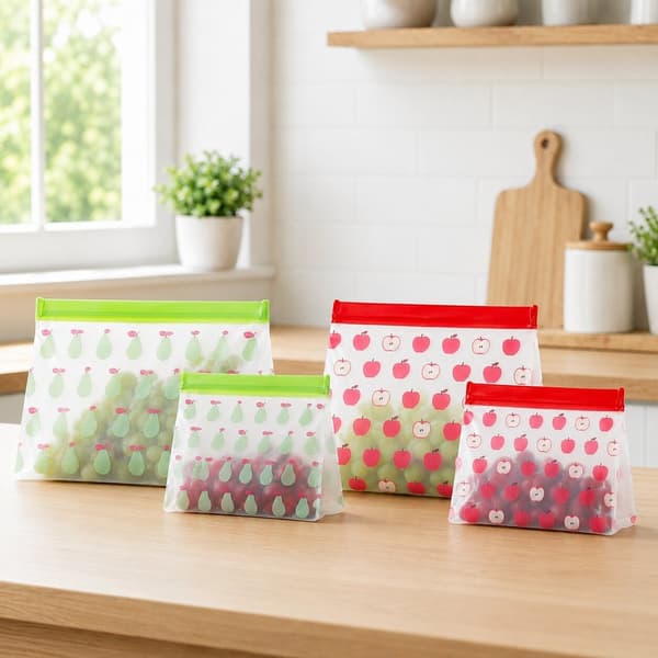 Bolsas para alimentos con diseños de pera y manzana
