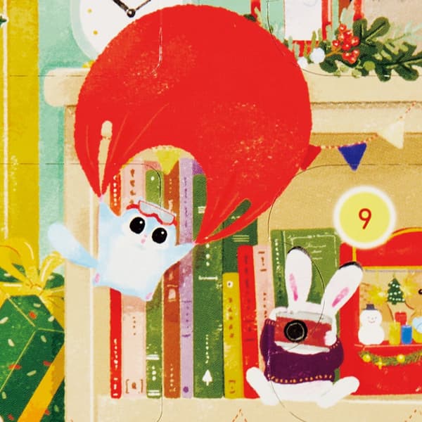Una escena de la ilustración con animales lanzándose en paracaídas con un pañuelo